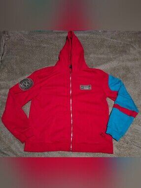 VGUC Mens Steady Hands Trigun Stampede Hoodie Size 2XL Red/Blue